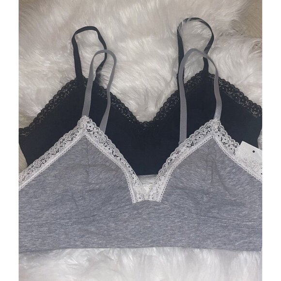 2 Jenni On Repeat Wide Lace Trim Cotton Bralettes Bras WF Womens S Small New - Picture 2 of 5
